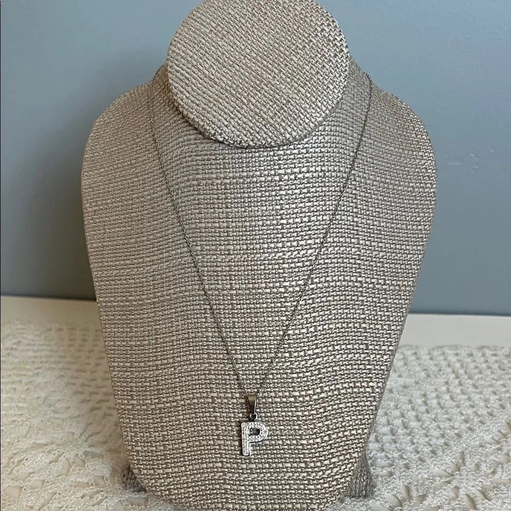 NWT Stainless Steel Elegant Silver Tone  Dainty Necklace initial  P Pendant